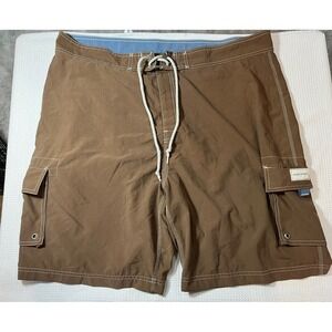 Gander Mountain Guide Series Men's sz 42 brown cargo swim trunks board shorts
